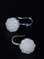 Ethnic style White Jade Lotus Seedpod 925 Silver Earrings