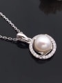 Freshwater Pearl Zircon Round Pendant