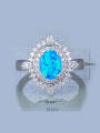 UNIENO new synthetic 6*8mm Blue Opal Engagement Ring