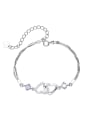 Fashion Hollow Heart Cubic Zirconias 925 Silver Bracelet