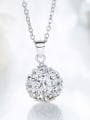 Fashion Cubic Zirconias-covered Bead Pendant 925 Silver Necklace