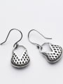 Vintage Hollow Basket Shaped S999 Silver Drop Earrings