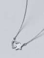 Elegant Star And Heart Shaped Rhinestones Silver Necklace