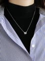 Fashion Cubic Zircon-studded Kittten Pendant Silver Necklace