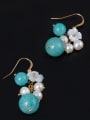 Ethnic style Freshwater Pearls Shell Flower Stone Beads 925 Silver Earrings