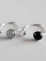 Pure silver fashion Black Agate Moonstone Ring