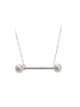 Pure silver fashion geometric elements minimalist Pearl Pendant Necklace