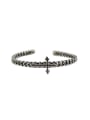 Retro style Antique Silver Plated Cross Silver Opening Bangle