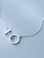 Sterling silver micro-inlay zricon geometric necklace