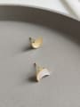 925 Sterling Silver With 18k Gold Plated Delicate Moon Shell Stud Earrings