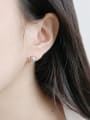 Pure silver micro diamond triangular freshwater pearl ear nail