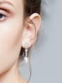 Fashion Freshwater Pearl Zircon Silver Stud Earrings