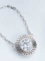 Simple Zircon Round Silver Necklace