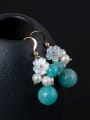 Ethnic style Freshwater Pearls Shell Flower Stone Beads 925 Silver Earrings