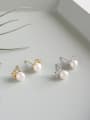 Sterling silver micro-encrusted freshwater pearl crown stud earrings