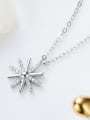 Simple Cubic Zirconias-studded Snowflake 925 Silver Necklace