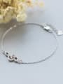 Fashion Adjustable Note Shaped Rhinestone Silver Bracelet