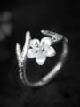 S925 silver natural shells chery flower opening ring