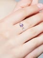 Fashion Purple Zircon Flower 925 Silver Opening Ring