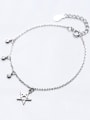 Temperament Adjustable Star Shaped Rhinestone S925 Silver Bracelet