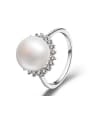 Round Freshwater Pearl Zircon Ring