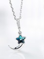 Simple Little Moon Star Swarovski Crystal Copper Necklace