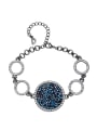 Fashion Hollow Round Blue Swarovski Crystals Copper Bracelet