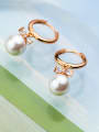 Trendy Rose Gold Plated Bowknot Shaped Pearl Clip Earrings