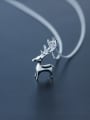 Miniature silver sweet elk Mini animal Necklace