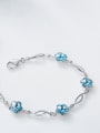 Simple Flowery Swarovski Crystals Silver Bracelet