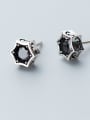 Retro style flashing special shaped zircons exquisite small ear studs