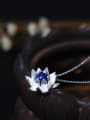 Lotus Flower Blue Stone Women Necklace