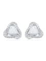 Fashion Little Opal stones Cubic Zirconias 925 Silver Stud Earrings