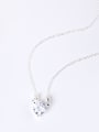 Simple Cubic Zircon Tiny Deer Antlers Pendant 925 Silver Necklace