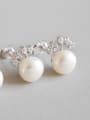 Sterling silver micro-encrusted freshwater pearl crown stud earrings