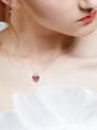 Simple Red Heart Cubic Zircon 925 Silver Necklace