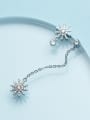 Fresh Snowflake Shaped Asymmetric Zircon Drop Earrings