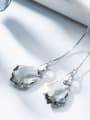 Simple Water Drop shaped Swarovski Crystal Line Earrings