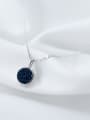 Temperament Blue Round Shaped Crystal S925 Silver Necklace