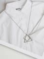 Simple Hollow Triangle Square Combined Silver Women Necklace