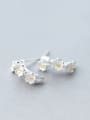 Ethnic Style Gold Plated Flower Shaped S925 Silver Stud Earrings