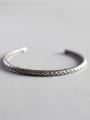 Sterling silver minimalist style woven pattern creative open bracelet