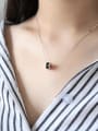 Sterling Silver minimalist geometric black and white zircons short necklace