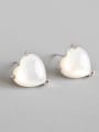 925 Sterling Silver Classic Heart shell Stud Earrings