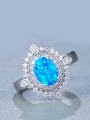 UNIENO new synthetic 6*8mm Blue Opal Engagement Ring