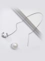 S925 silver pearl zircon personerlity line threader earring