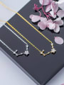 Sterling silver inlaid zirconium flowers stars necklace