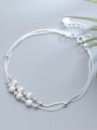 Adjustable Double Layer S925 Silver Frosted Beads Bracelet