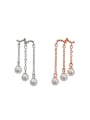 Personalized Artificial Pearls Silver Stud Earrings