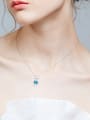 Fashion Cute Rabbit Swarovski Crystal Pendant 925 Silver Necklace